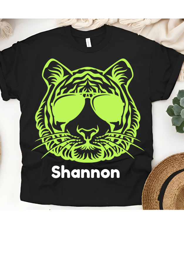 🐅🕶 Personalized Roaring Cool Tiger T-Shirt – Custom Name Kids Tee!