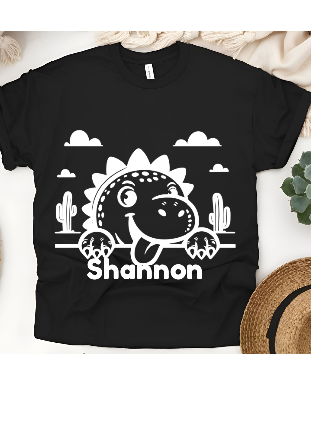 🦖🌵 Personalized Happy Dino T-Shirt – Custom Name Kids Tee!