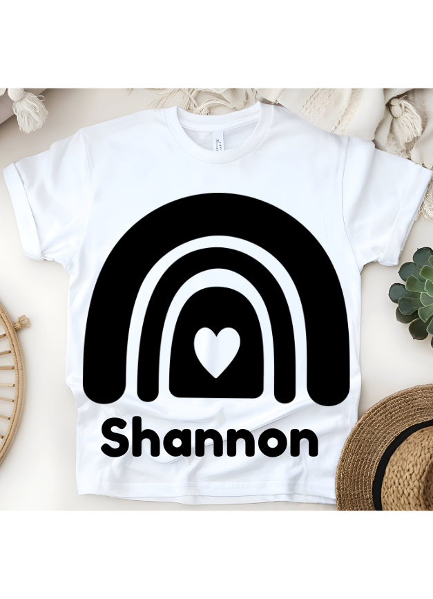 🌈❤️ Personalized Love & Rainbows T-Shirt – Custom Name Kids Tee!