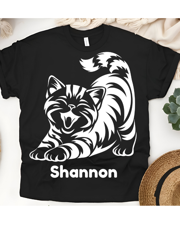 🐱😹 Personalized Happy Kitty T-Shirt – Custom Name Kids Tee!