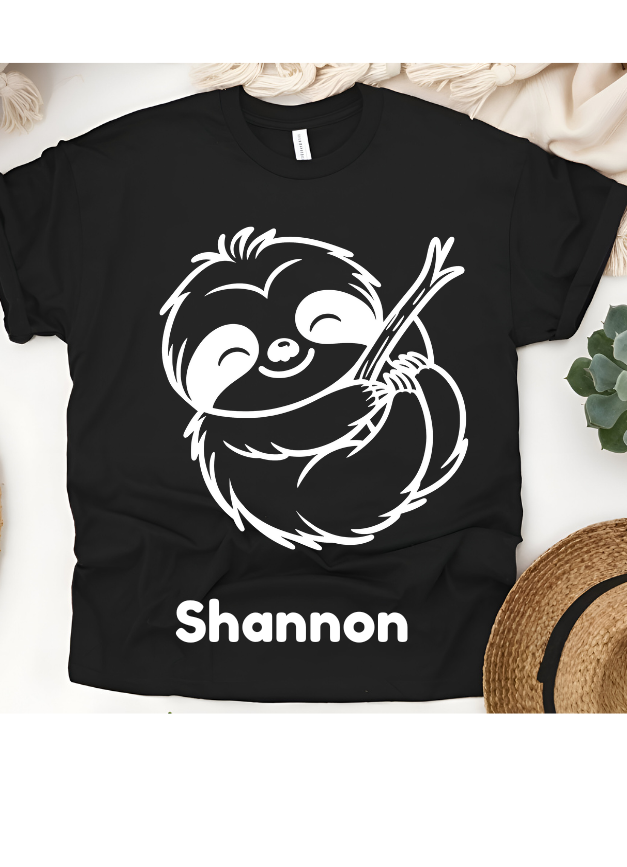 🦥🤗 Personalized Sloth Hugs T-Shirt – Custom Name Kids Tee!