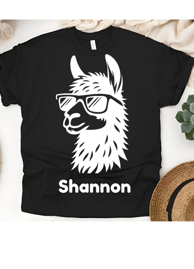🦙😎 Personalized No Drama Llama T-Shirt – Custom Name Kids Tee!