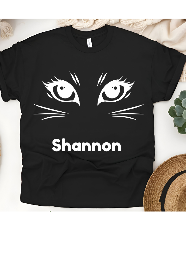 🐱👀 Personalized Cat Eyes T-Shirt – Custom Name Kids Tee!