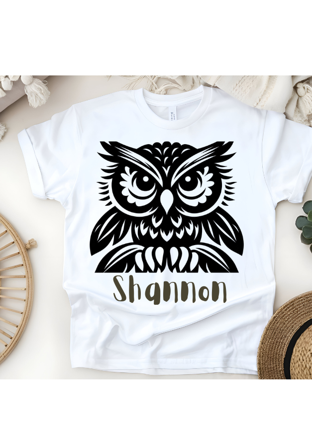 🦉✨ Personalized Majestic Owl T-Shirt – Custom Name Kids Tee!