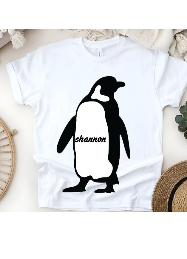 🐧❄️ Personalized Penguin T-Shirt – Custom Name Kids Tee!