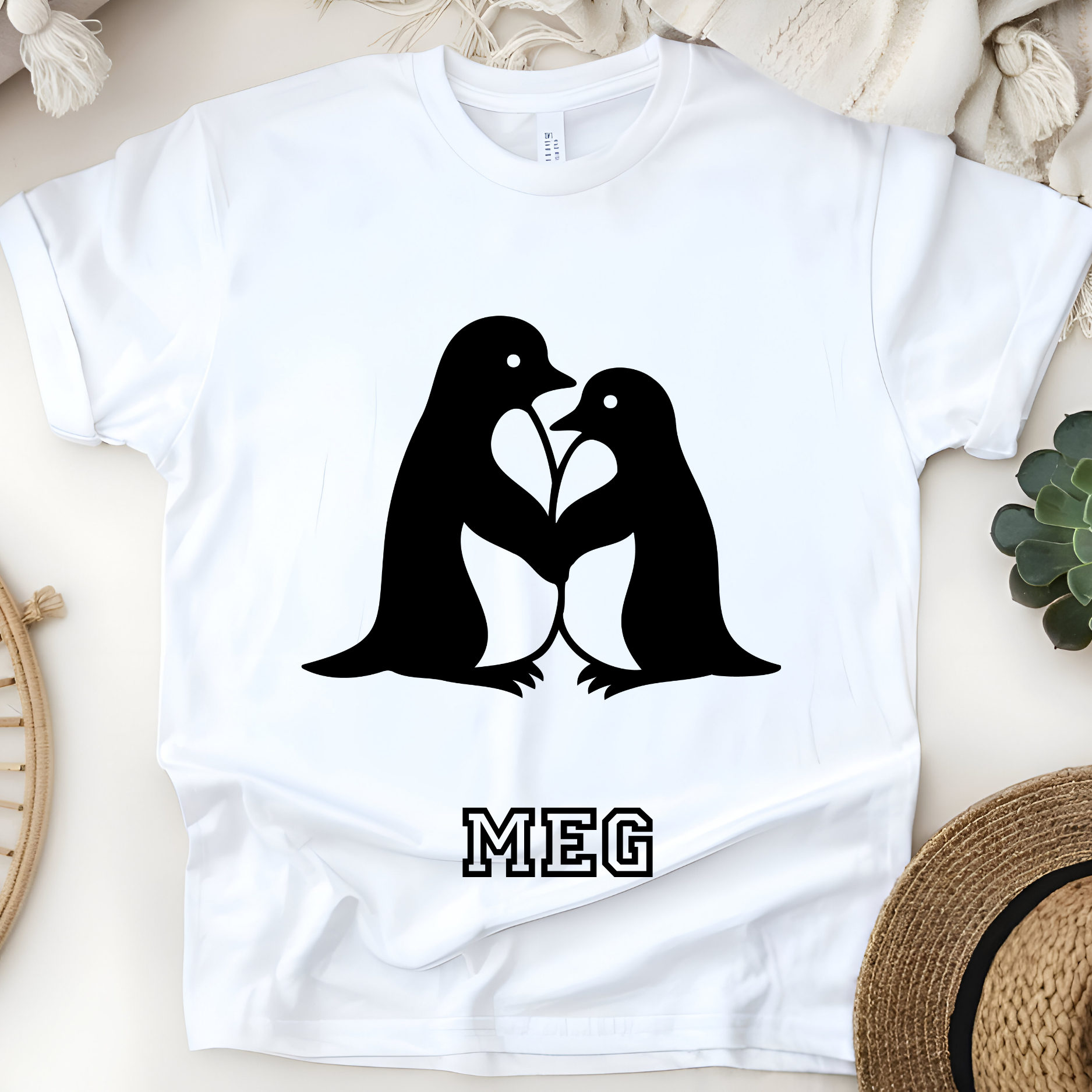 ❄️🐧 Personalized Adorable Penguin Love T-Shirt – Custom Name Kids Tee! 🐧❄️