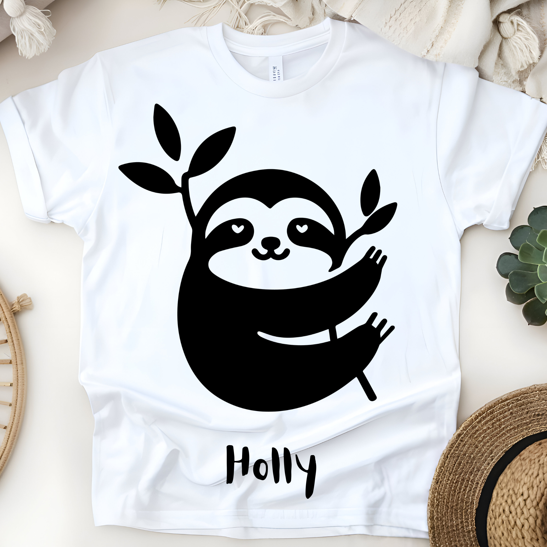 🌿✨ Personalized Happy Sloth T-Shirt – Custom Name Kids Tee! ✨🌿