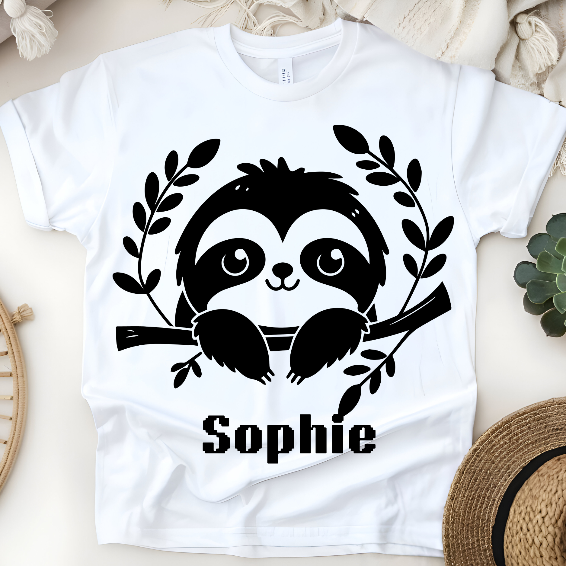 🌿🐾 Personalized Snuggly Sloth T-Shirt – Custom Name Kids Tee! 🐾🌿