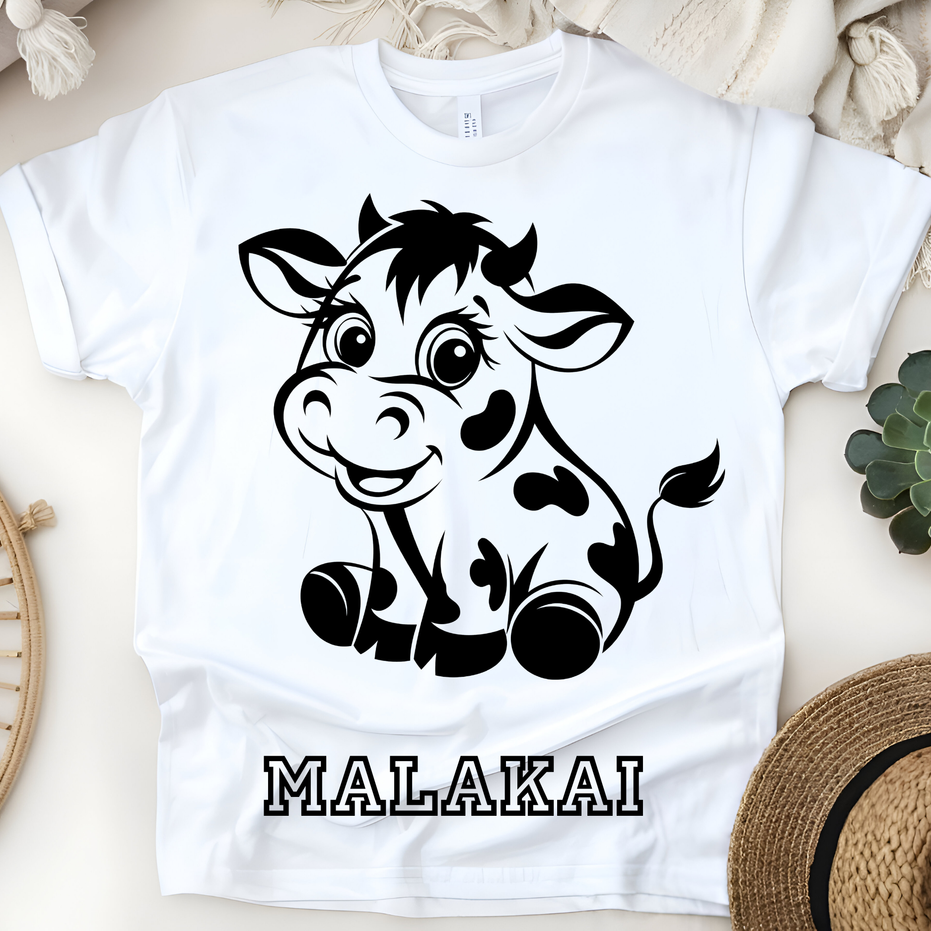 🐄✨ Personalized Cute Cow T-Shirt – Custom Name Kids Tee! ✨🐄