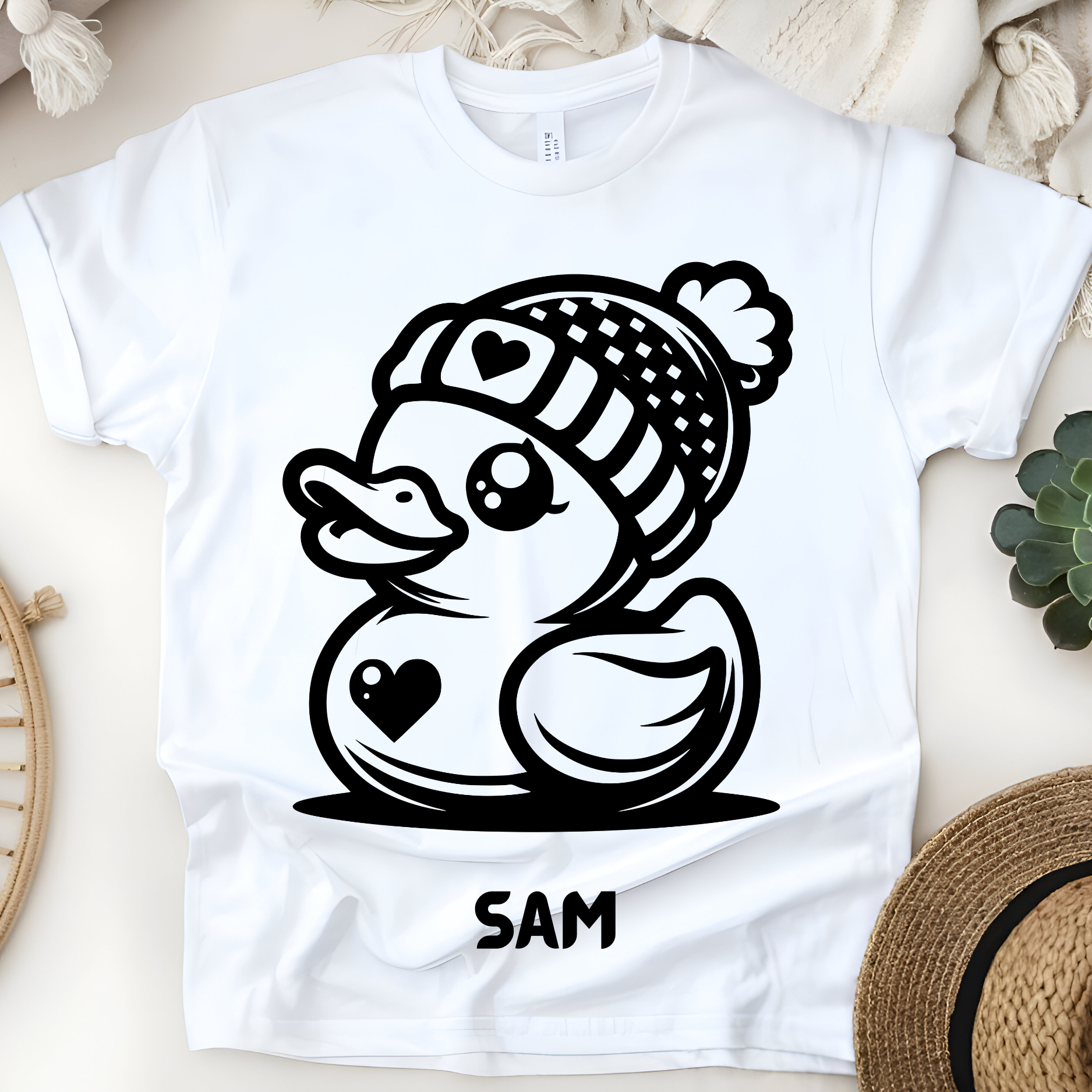 🐤❄️ Personalized Cozy Duck T-Shirt – Custom Name Kids Tee!