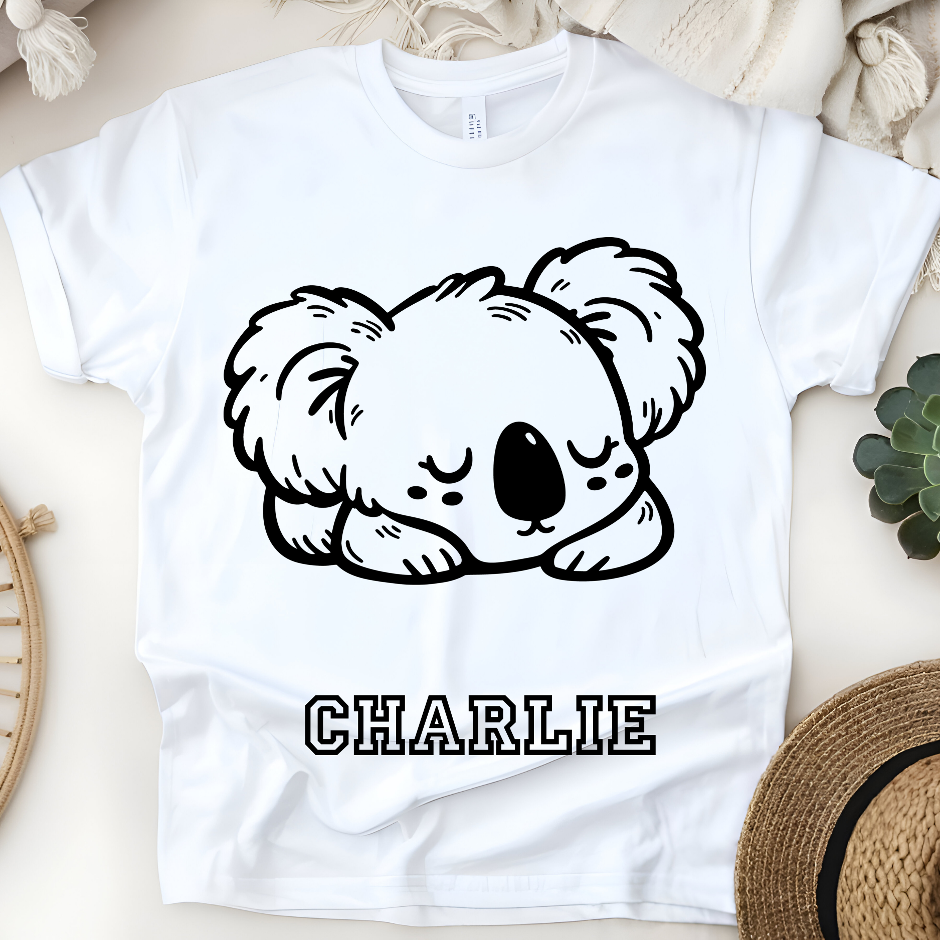 🐨💤 Personalized Sleepy Koala T-Shirt – Custom Name Kids Tee!