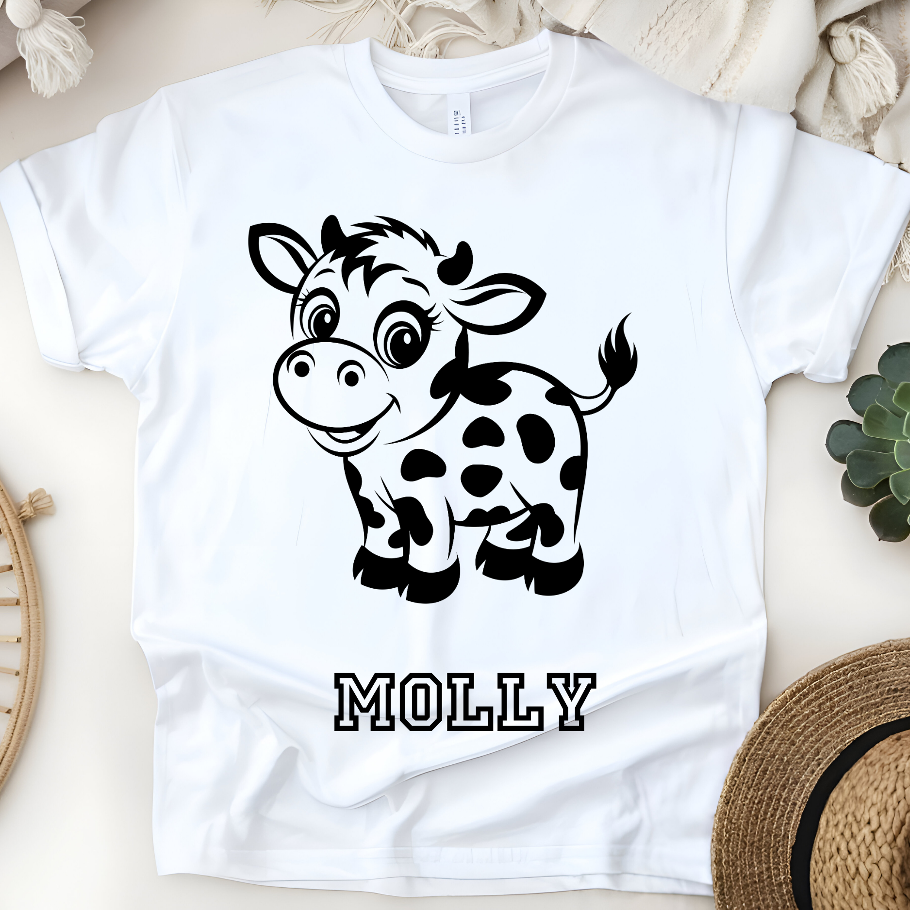 🐮✨ Personalized Happy Cow T-Shirt – Custom Name Kids Tee!