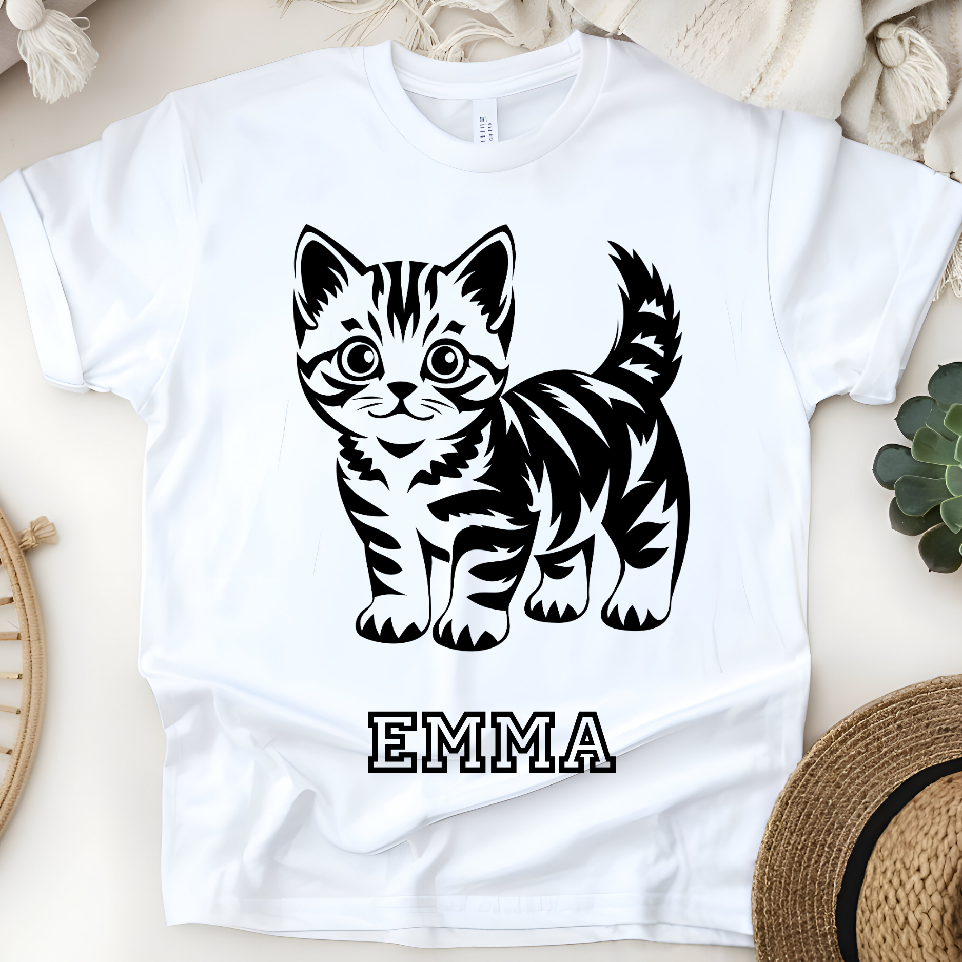 🐱✨ Personalized Cute Kitty T-Shirt – Custom Name Kids Tee!
