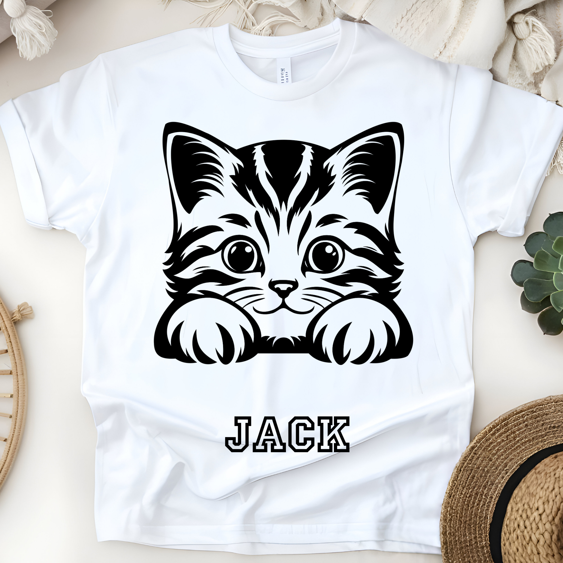 🐱✨ Personalized Peekaboo Kitty T-Shirt – Custom Name Kids Tee!