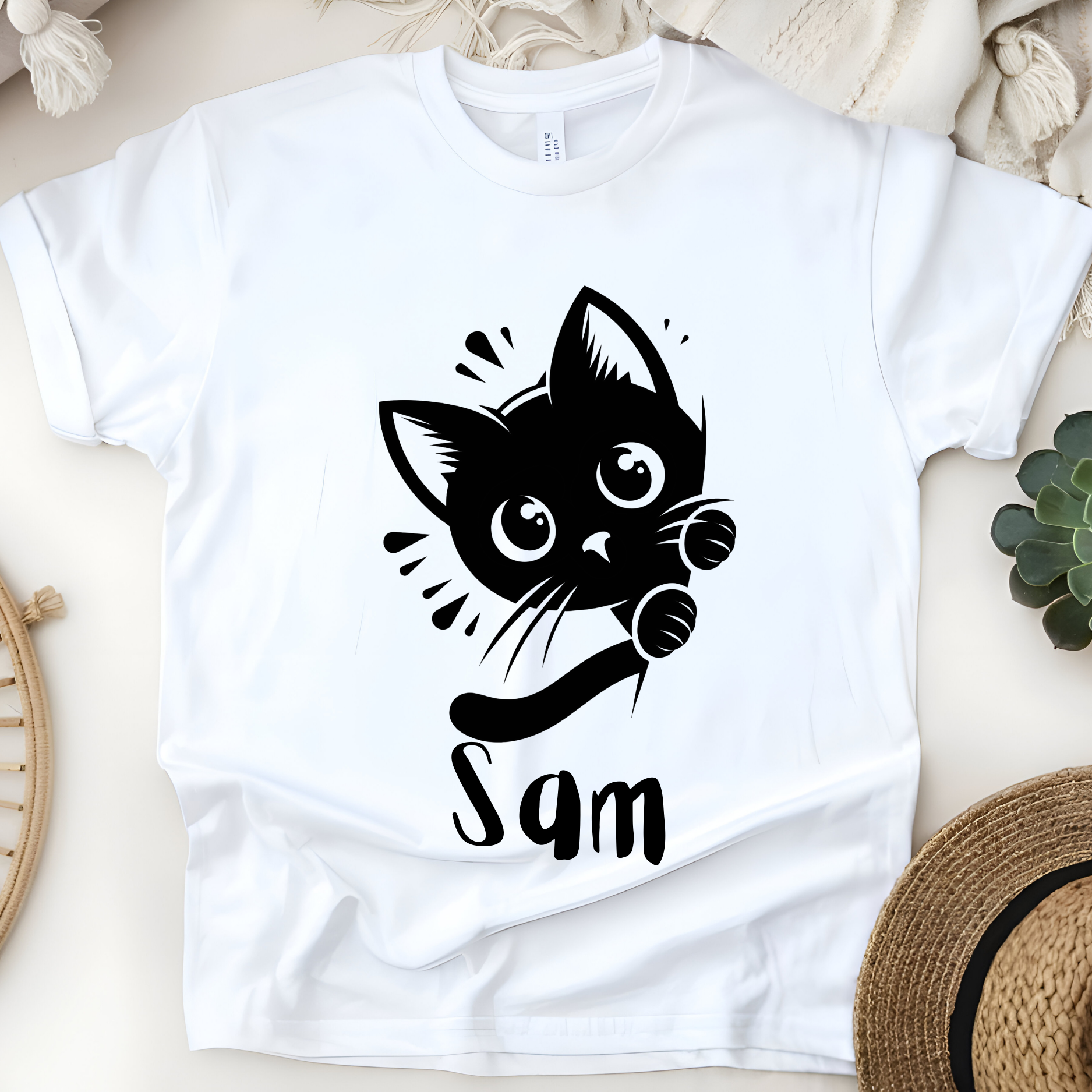 🐱✨ Personalized Peekaboo Kitty T-Shirt – Custom Name Kids Tee! ✨🐱
