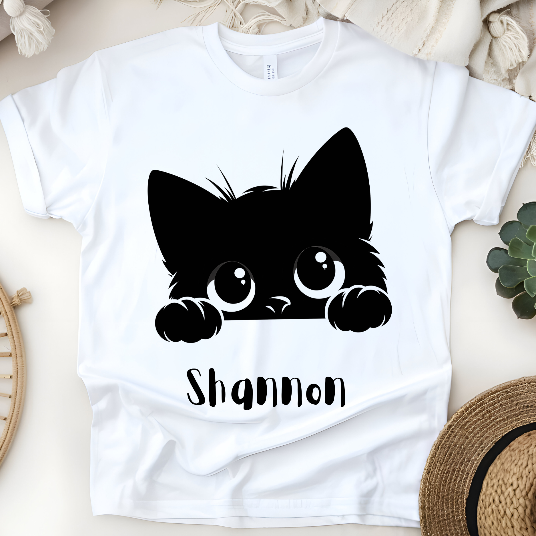🐱👀 Personalized Peek-A-Boo Kitty T-Shirt – Custom Name Kids Tee!