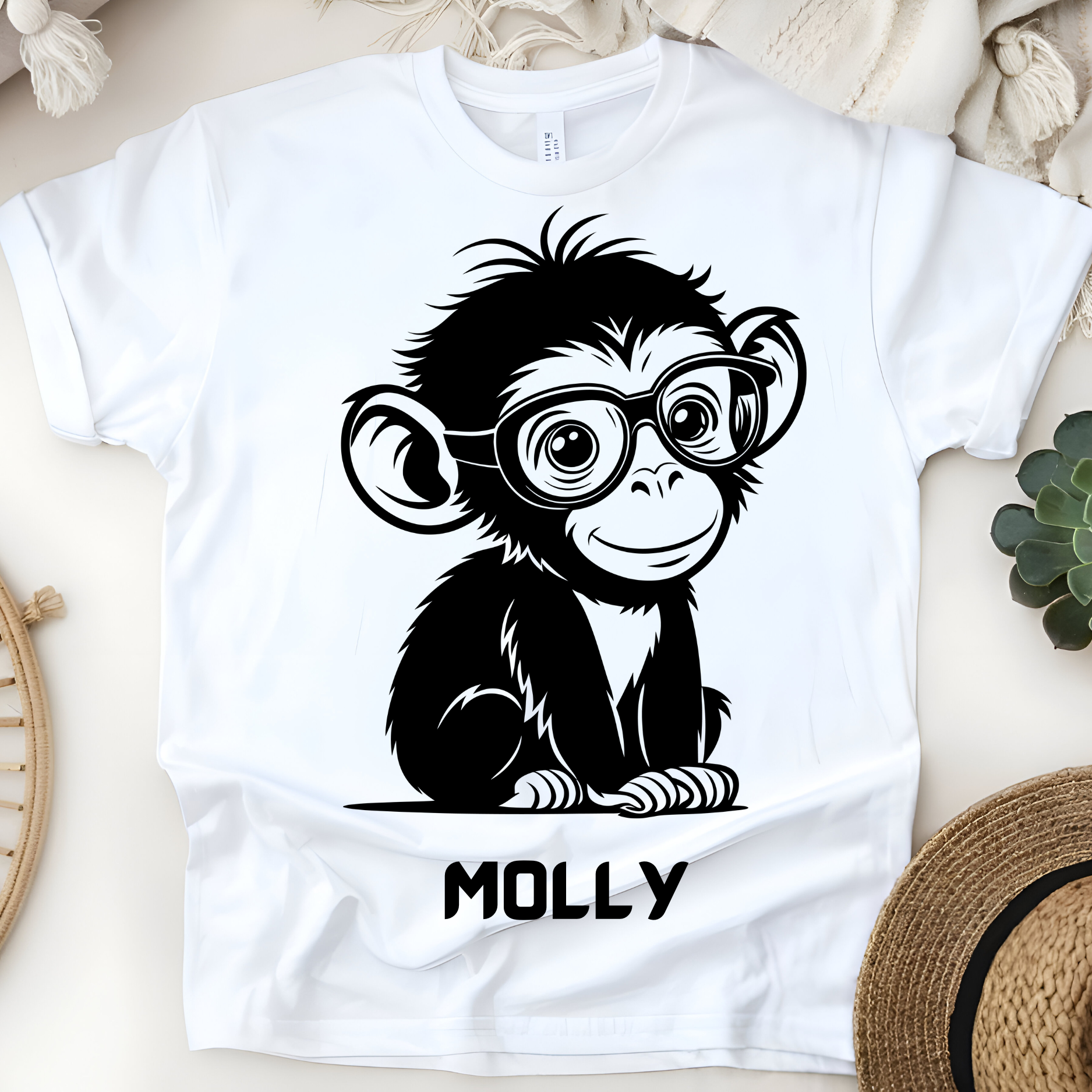 🐵👓 Personalized Cool Monkey T-Shirt – Custom Name Kids Tee!