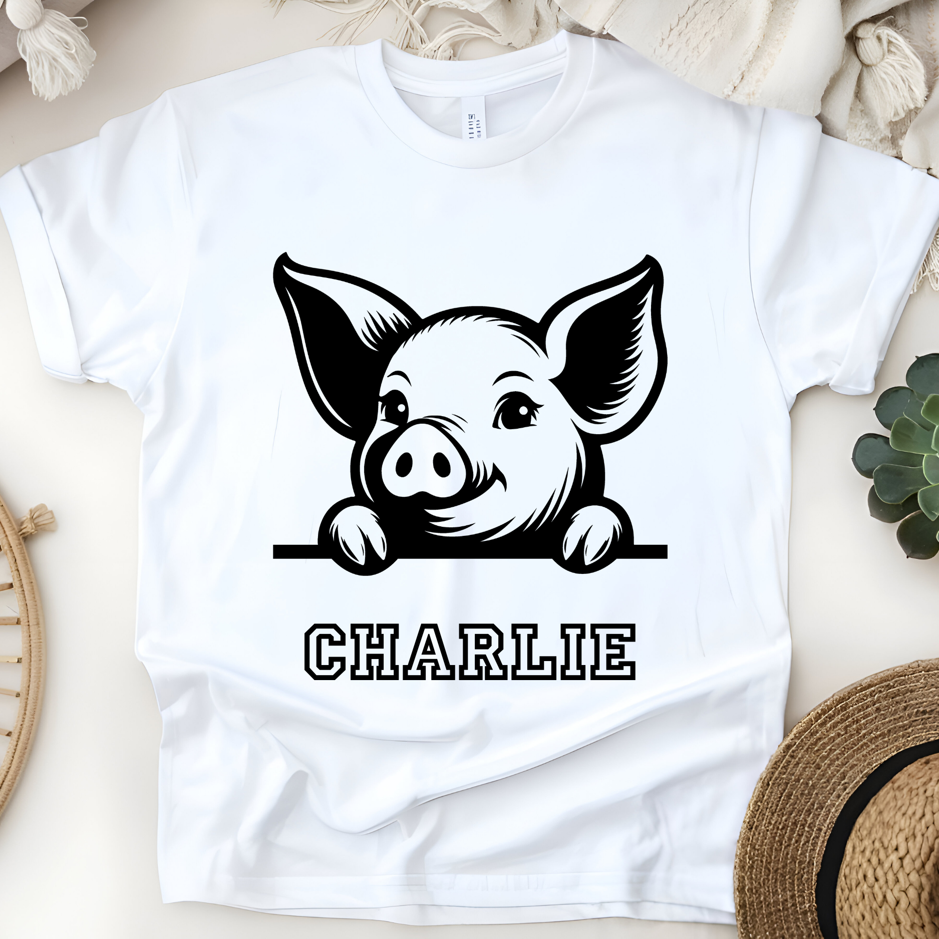 🐷✨ Personalized Playful Piggy T-Shirt – Custom Name Kids Tee! ✨🐷