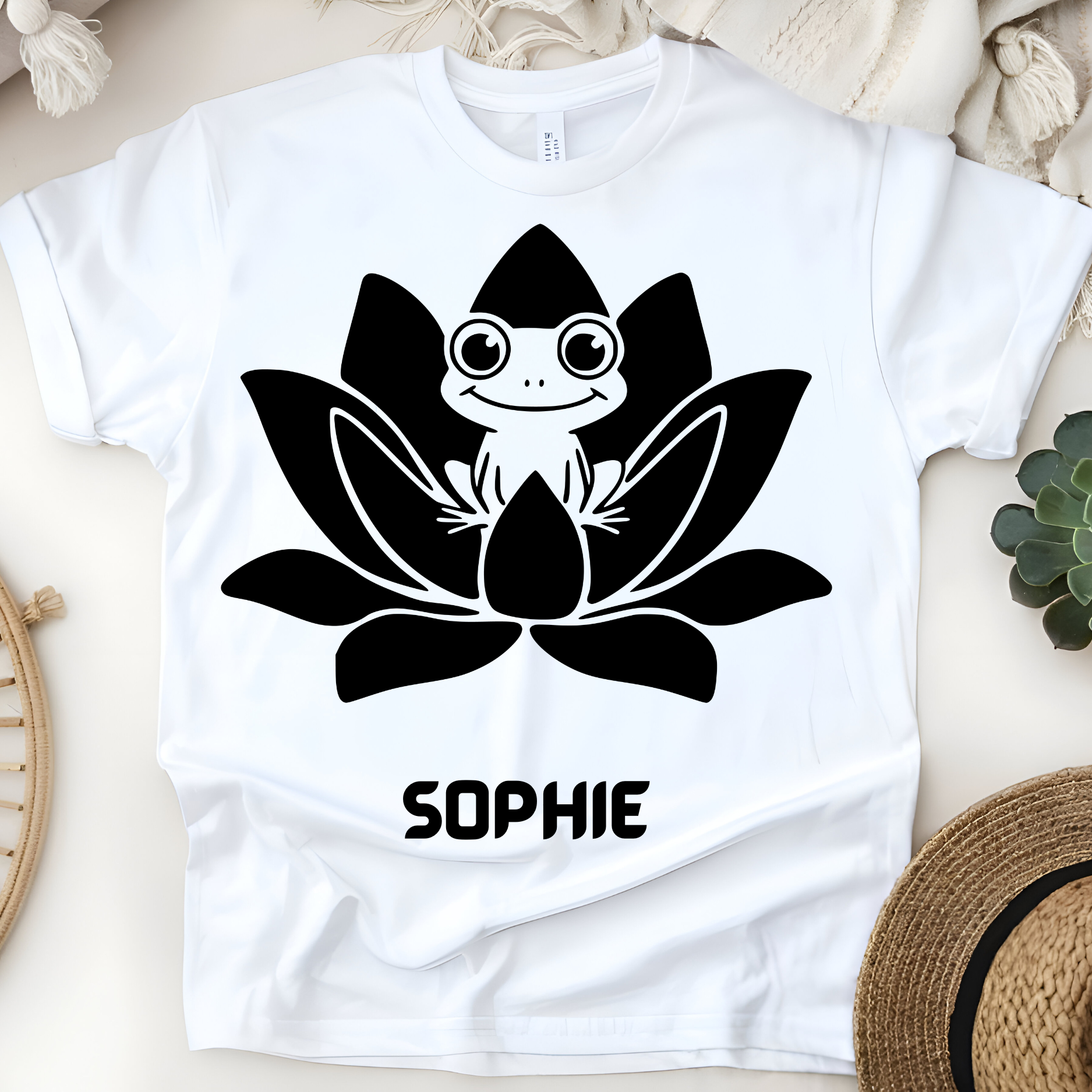 🐸🌿 Personalized Zen Frog T-Shirt – Custom Name Kids Tee!