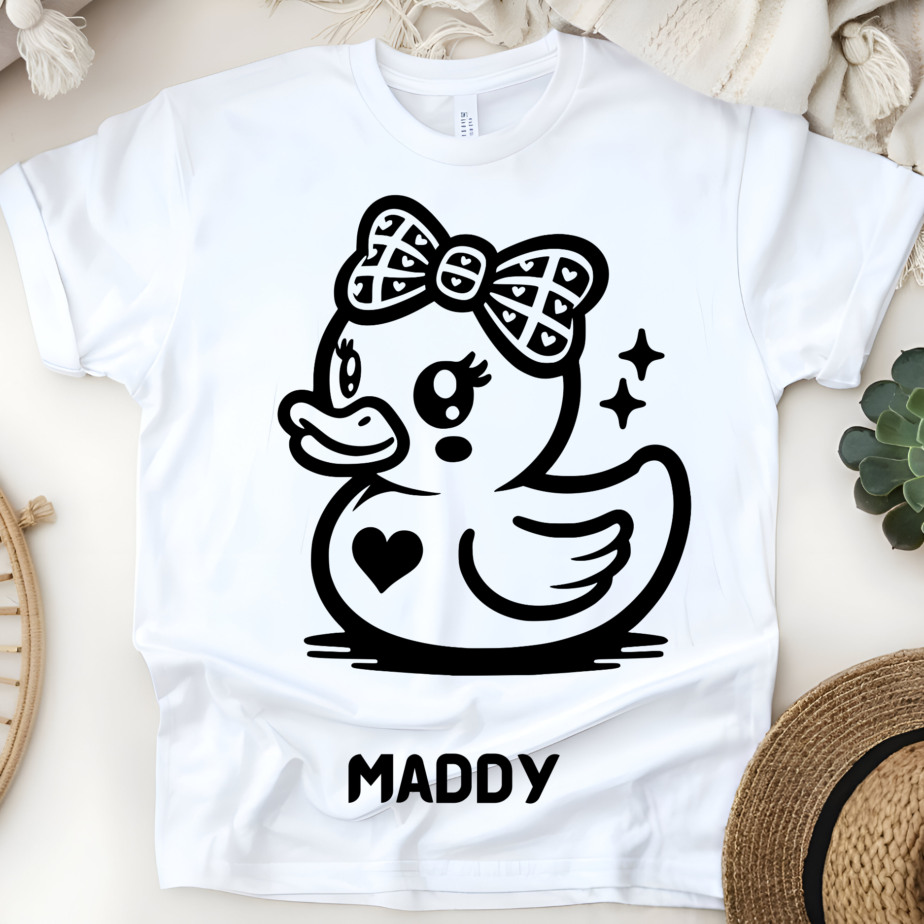 💖🦆 Personalized Cute Duck T-Shirt – Custom Name Kids Tee!