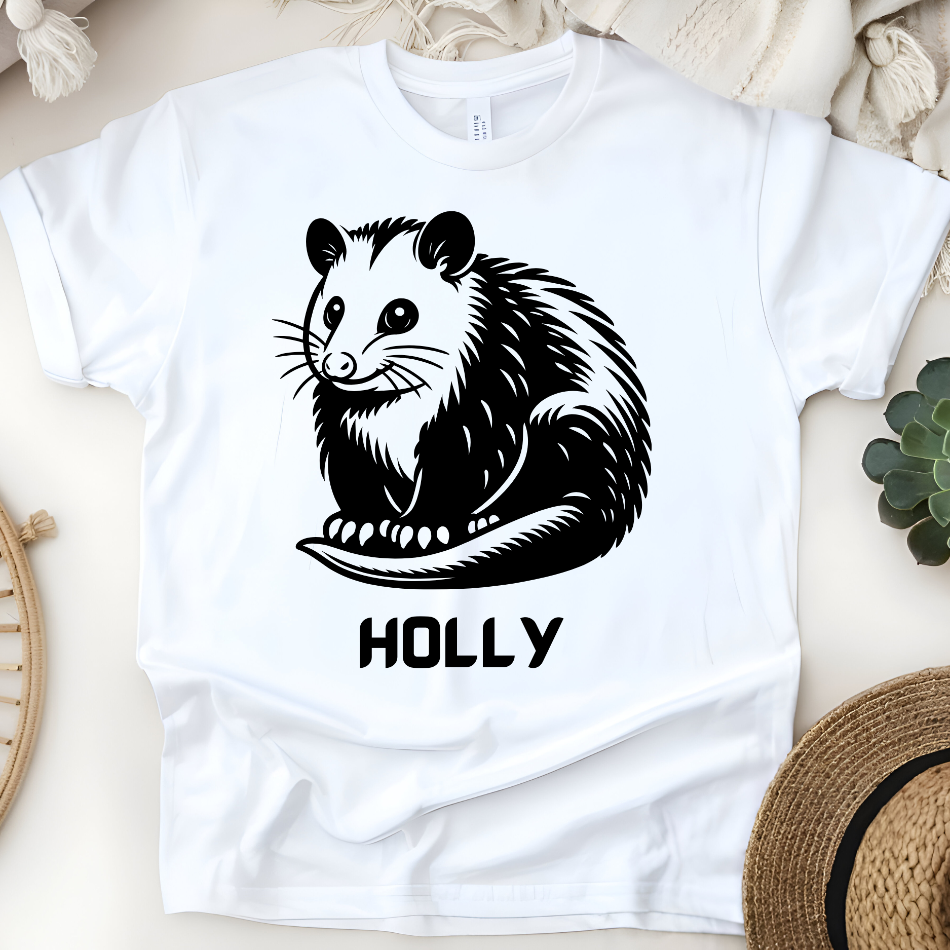 🖤🐾 Personalized Cute Possum T-Shirt – Custom Name Kids Tee!