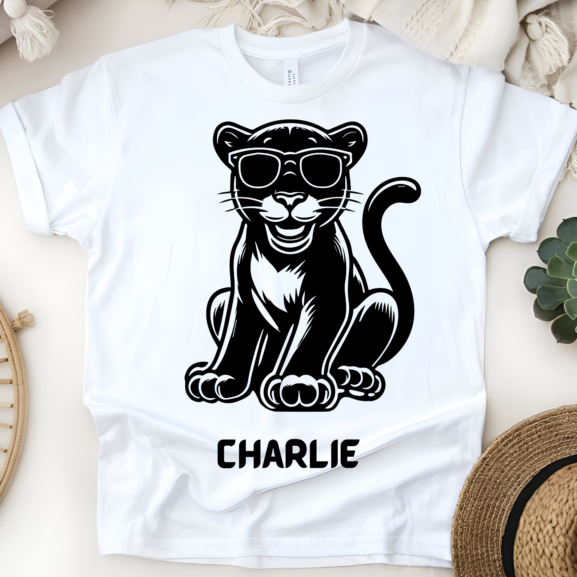 😎🐆 Personalized Cool Panther T-Shirt – Custom Name Kids Tee!