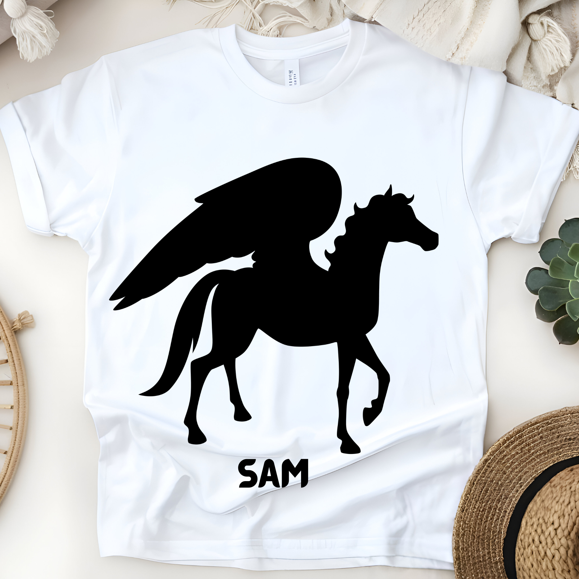 🦄✨ Personalized Majestic Pegasus T-Shirt – Custom Name Kids Tee! ✨🦄