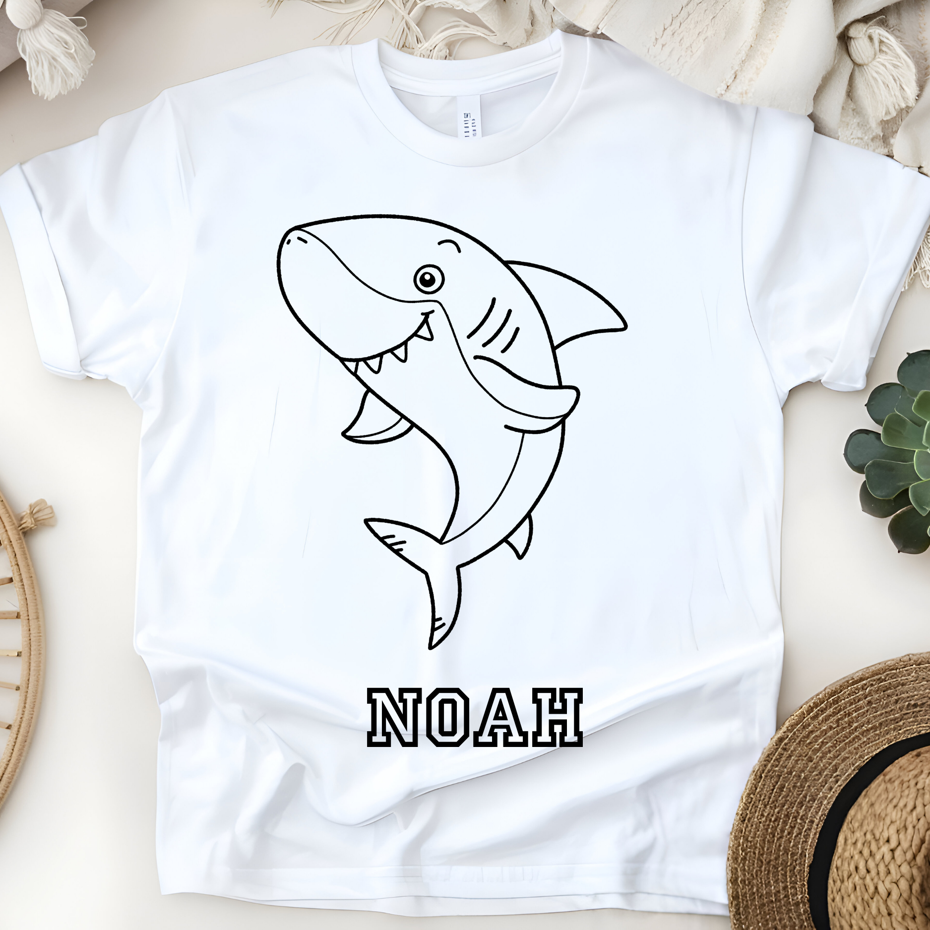 🦈 Personalized Shark Attack T-Shirt – Custom Name Kids Tee!