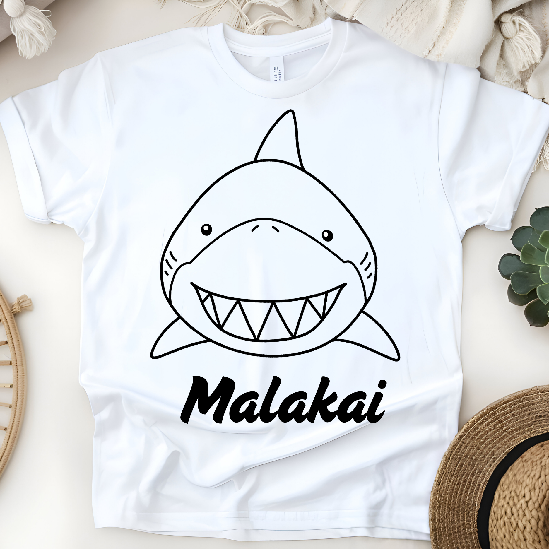 🦈 Personalized Shark Smiles T-Shirt – Custom Name Kids Tee!