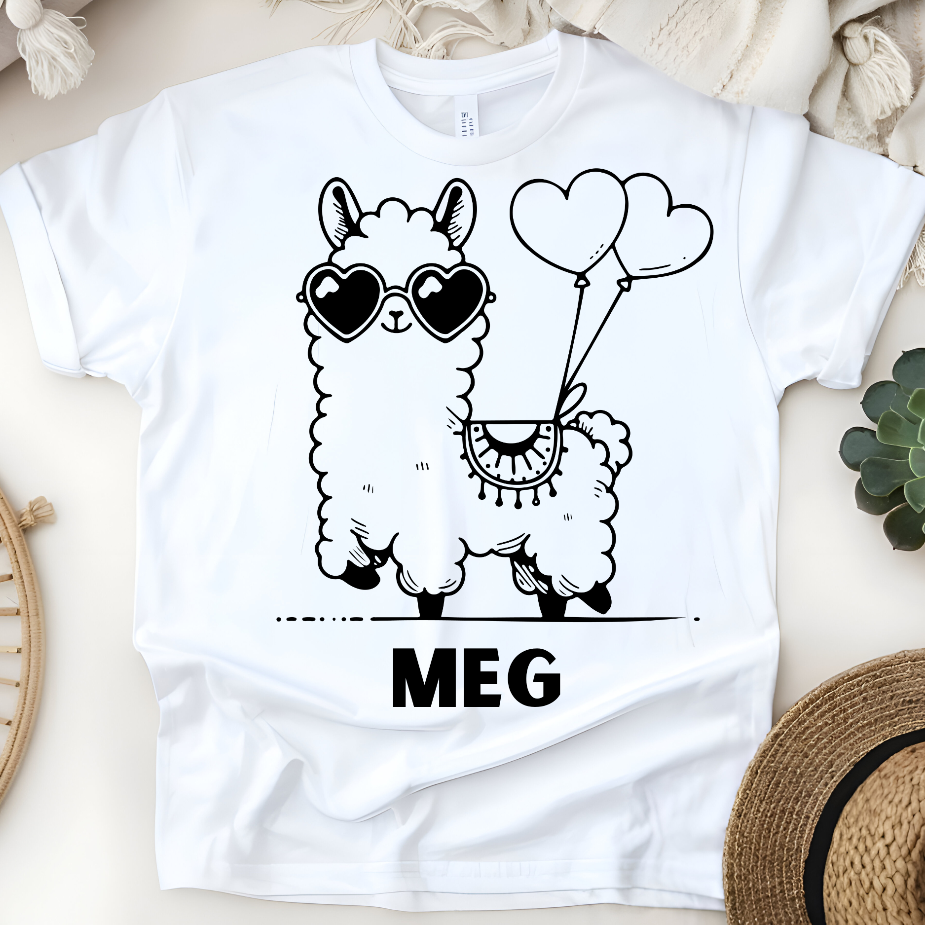 🦙💖 Personalized Cool Llama T-Shirt – Custom Name Kids Tee!