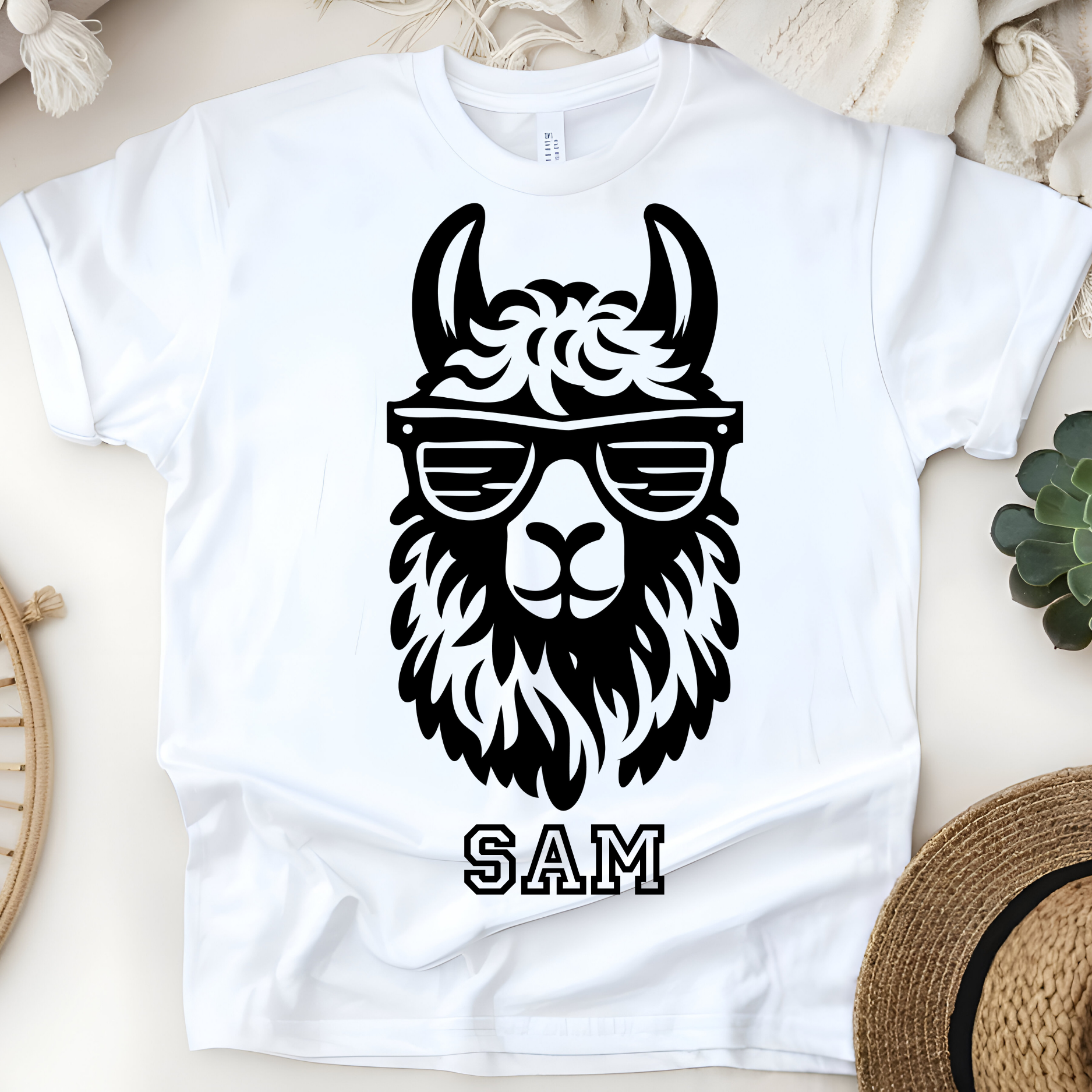 🦙😎 Personalized Cool Llama T-Shirt – Custom Name Kids Tee!