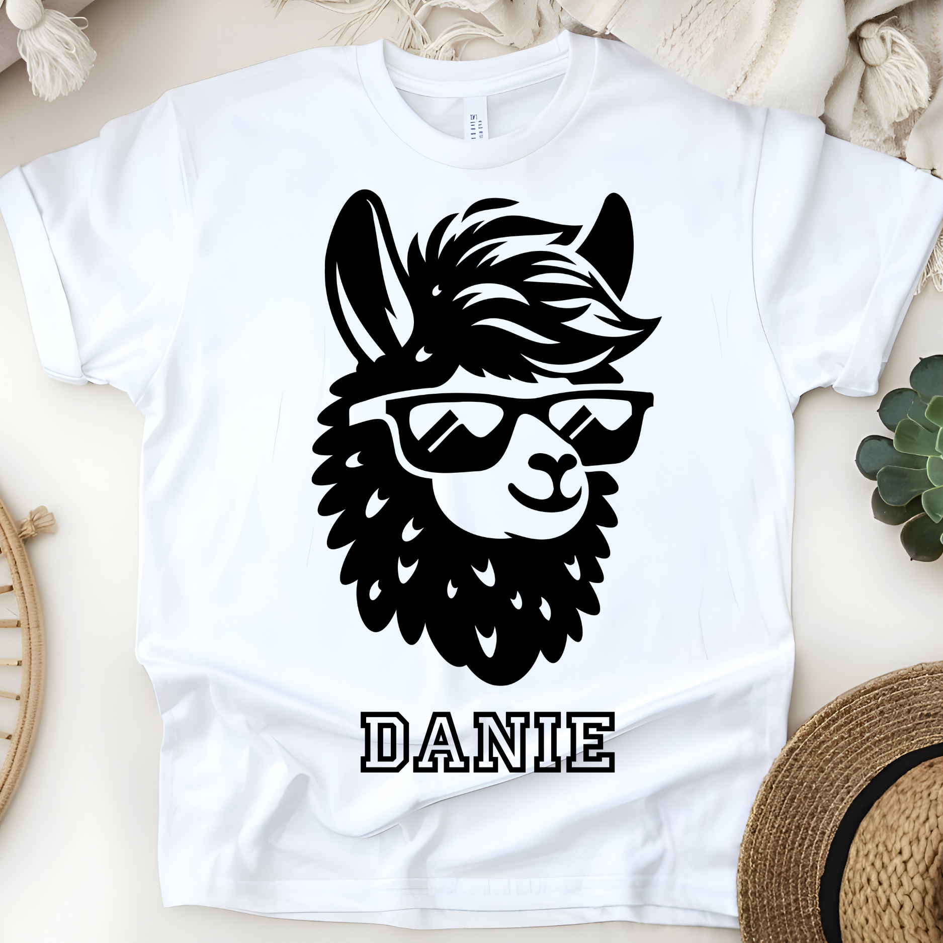 🦙😎 Personalized Cool Llama T-Shirt – Custom Name Kids Tee!