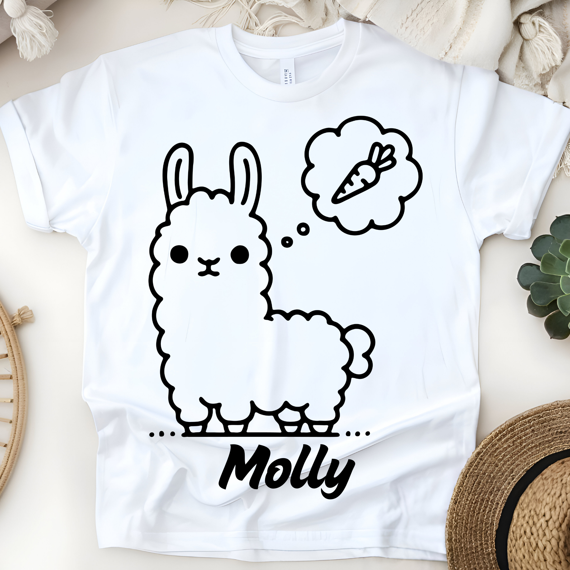 🦙🥕 Personalized Dreamy Llama T-Shirt – Custom Name Kids Tee!