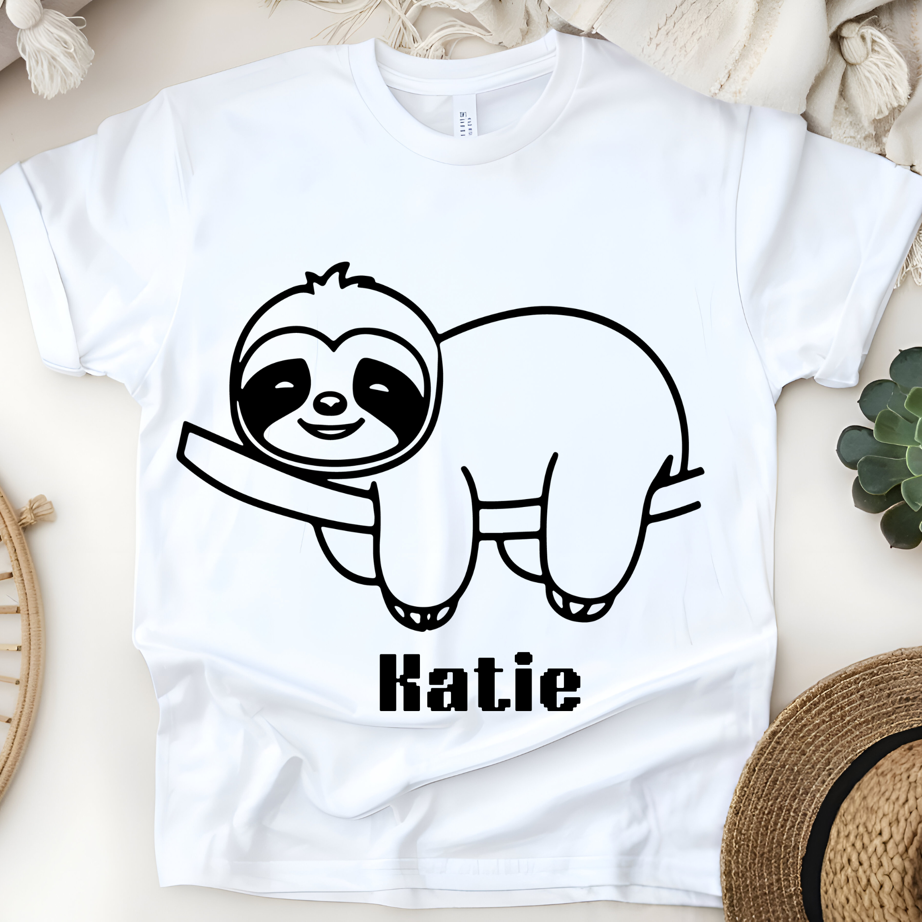 🦥✨ Personalized Sleepy Sloth T-Shirt – Custom Name Kids Tee! ✨🦥