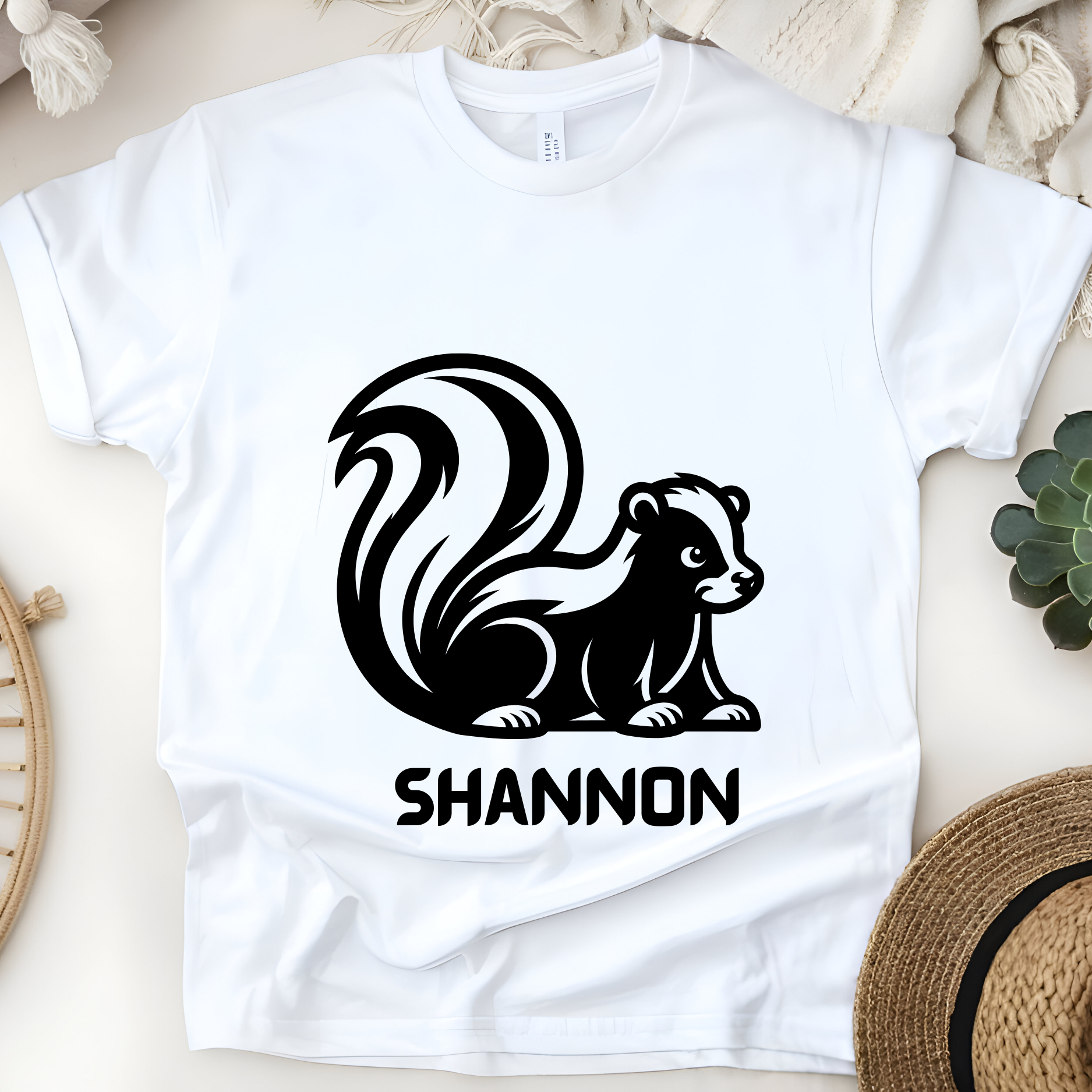 🦨✨ Personalized Playful Skunk T-Shirt – Custom Name Kids Tee! ✨🦨