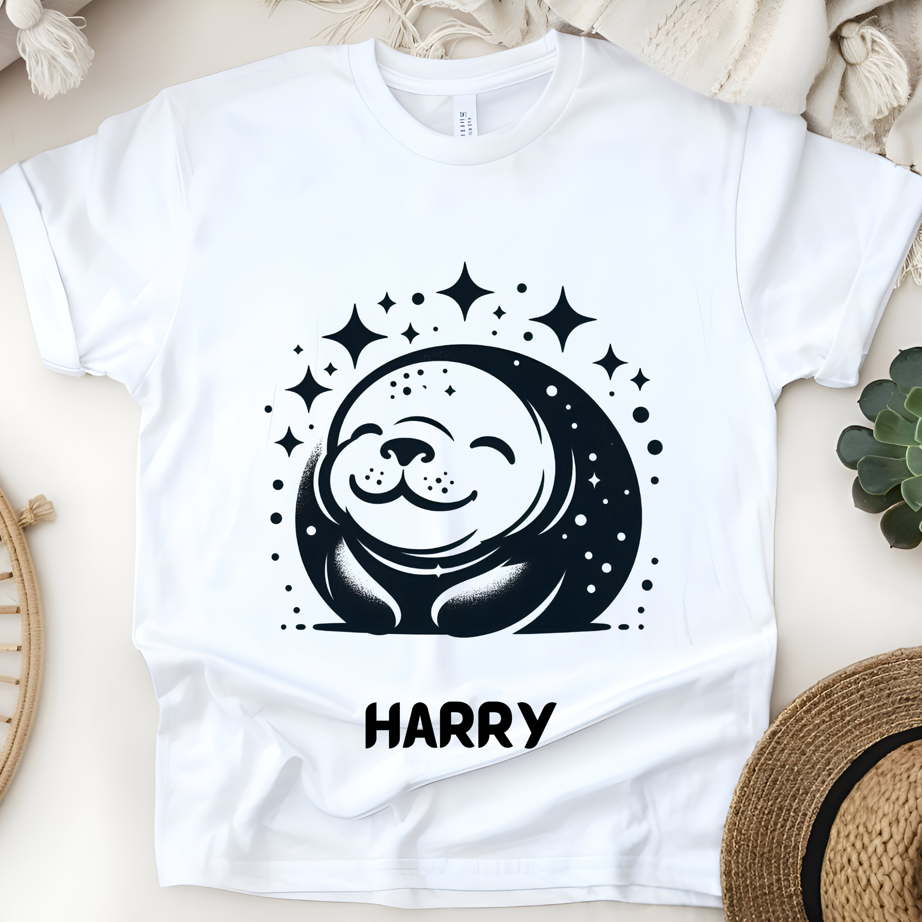 🦭✨ Personalized Smiley Seal T-Shirt – Custom Name Kids Tee!